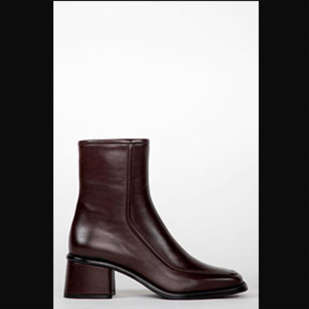 NEW HOMERS women's colette leather heeled ankle boot in brown